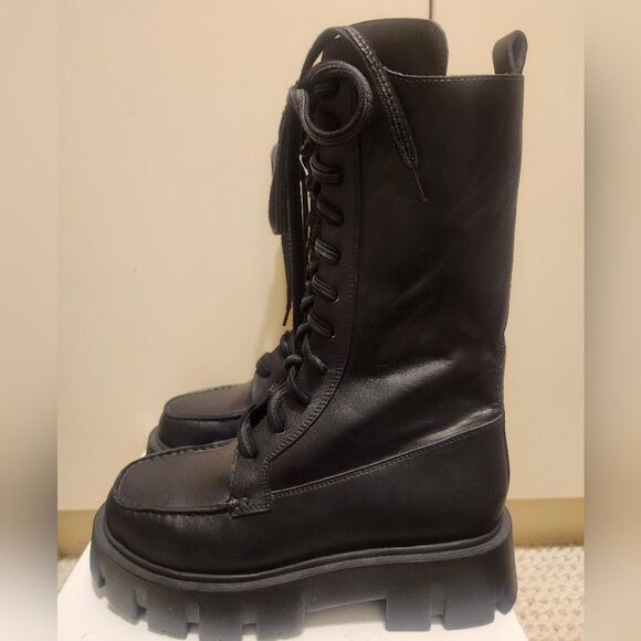 Free People Shoes - New Free People "Jones" Lug Sole Black Leather Lace-Up Combat Boots Sz.8.5 $278
